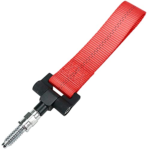 Modengzhe Red Tow Strap for Car High Strength Front or Rear Bumper Towing Hook Belt with Adapter Fitting Compatible with BMW or Other European Car Models if Applicable