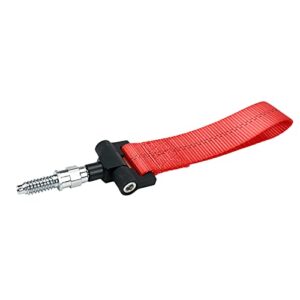 Modengzhe Red Tow Strap for Car High Strength Front or Rear Bumper Towing Hook Belt with Adapter Fitting Compatible with BMW or Other European Car Models if Applicable