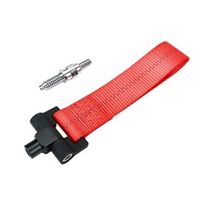 Modengzhe Red Tow Strap for Car High Strength Front or Rear Bumper Towing Hook Belt with Adapter Fitting Compatible with BMW or Other European Car Models if Applicable