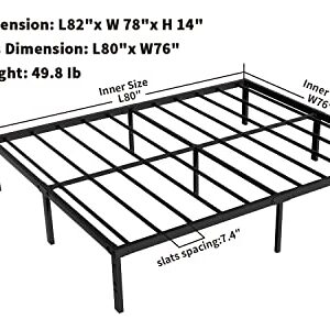 AMOBRO King Size Bed Frame with Storage, Metal 14 Inch Platform Base Foundation Heavy Duty Slats Support Easy Assembly Noise Free No Box Spring Needed Bedframe King Size, Black