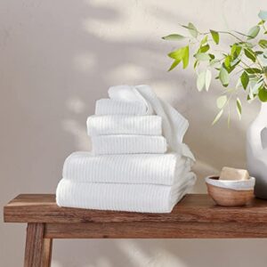Amazon Aware 100% Organic Cotton Ribbed Bath Towels - 6-Piece Set, Light Gray
