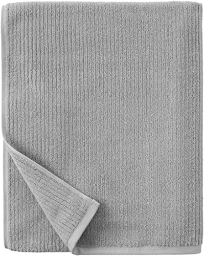 Amazon Aware 100% Organic Cotton Ribbed Bath Towels - 6-Piece Set, Light Gray