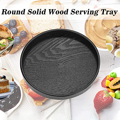 Tyenaza Round Solid Wood Tea Tray Serving Trays for Coffee Snack Food Meals Home Kitchen Restaurant Trays(21cm)