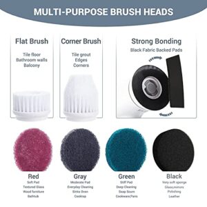 AIRSEE Electric Spin Scrubber for Bathroom Bathtub, Cordless Power Spinning Scrub Brush, Handheld Shower Cleaner Brush with 6 Replaceable Brush Heads for Tile, Tub, Dish, Sink, Grout, Wall, Kitchen