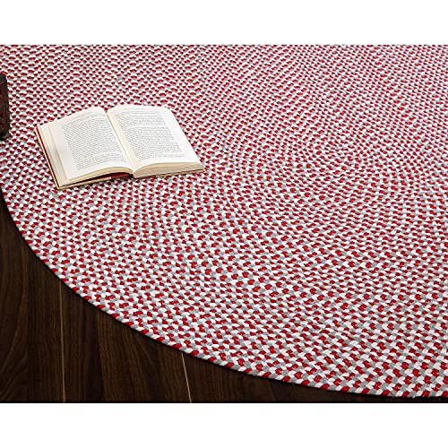 Super Area Rugs Tri-Color Cotton Farmhouse Braided Rug - Buffalo Check Red,White,Gray 6' Round Circle