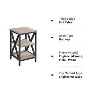 Yaheetech Industrial End Tables Set of 2, 3-Tier Side Tables with Storage Shelves for Living Room, X Design Sofa Tables, Strong Metal Frame, Easy Assembly, 16x16x24.5 in, Gray