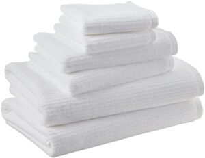amazon aware 100% organic cotton ribbed bath towels - 6-piece set, white