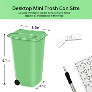 goldblue 4pcs Mini Curbside Trash Bin with Lid，Desk Trash Can Garbage Organizer Storage Bin Pen Pencil Cup Holder Office Supplies，Mini Small and Exquisite Trash Can