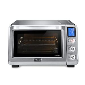 de'longhi eo241264m 10-in-1 digital airfryer ,true convection toaster oven with internal light, grills, broils, bakes, roasts, reheats, preset for cookie & pizza, 1800-watts, stainless steel, xl 24l