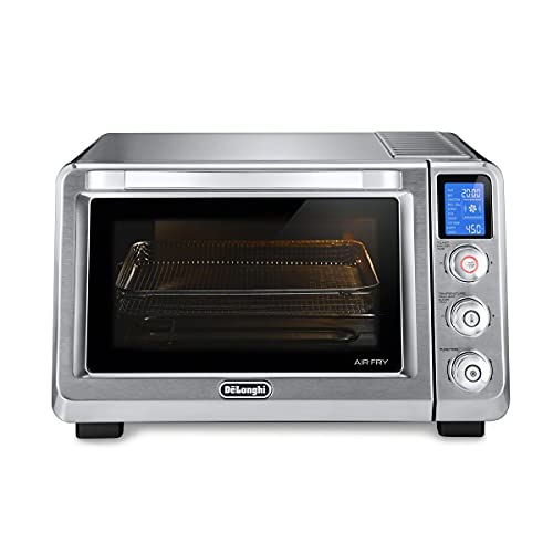 De'Longhi EO241264M 10-in-1 Digital AirFryer ,True Convection Toaster Oven with internal light, Grills, Broils, Bakes, Roasts, Reheats, preset for Cookie & Pizza, 1800-Watts, Stainless Steel, XL 24L