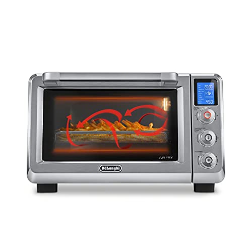 De'Longhi EO241264M 10-in-1 Digital AirFryer ,True Convection Toaster Oven with internal light, Grills, Broils, Bakes, Roasts, Reheats, preset for Cookie & Pizza, 1800-Watts, Stainless Steel, XL 24L