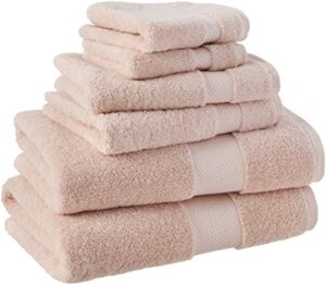 amazon aware 100% organic cotton plush bath towels - 6-piece set, blush