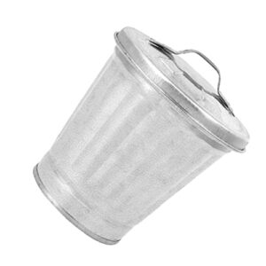 NUOBESTY Galvanized Trash Can, Small Galvanized Trash Can with Lid, Mini Trash Can, Table Top Trash Can, for Kitchen Countertop, Bedroom, Home Office