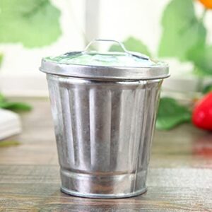 NUOBESTY Galvanized Trash Can, Small Galvanized Trash Can with Lid, Mini Trash Can, Table Top Trash Can, for Kitchen Countertop, Bedroom, Home Office