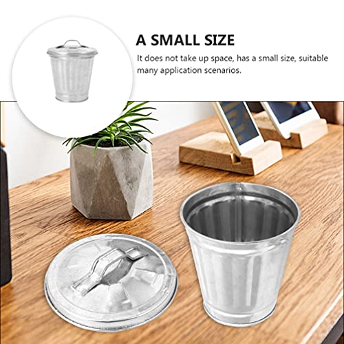 NUOBESTY Galvanized Trash Can, Small Galvanized Trash Can with Lid, Mini Trash Can, Table Top Trash Can, for Kitchen Countertop, Bedroom, Home Office