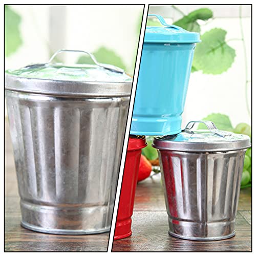 NUOBESTY Galvanized Trash Can, Small Galvanized Trash Can with Lid, Mini Trash Can, Table Top Trash Can, for Kitchen Countertop, Bedroom, Home Office