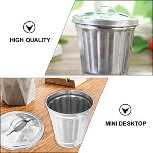 NUOBESTY Galvanized Trash Can, Small Galvanized Trash Can with Lid, Mini Trash Can, Table Top Trash Can, for Kitchen Countertop, Bedroom, Home Office