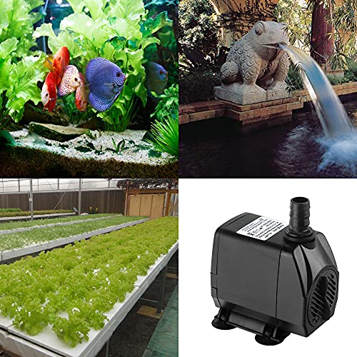 SongLong 750GPH Submersible Pump, Ultra Quiet Water Pump with 8.5ft High Lift, Fountain Pump with 5.9ft Power Cord, 3 Nozzles(0.510.630.75) for Fish Tank, Pond, Aquarium, Statuary, Hydroponics