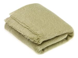 moon mohair throw blanket, sage green, made in uk