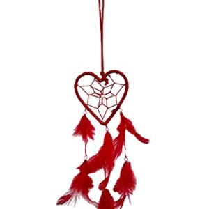 Fikimos Dream Catchers Wall Decor, Handmade Feather Bedroom Home Car Decor Nursery Room Hanging Decoration (3" Red Heart)