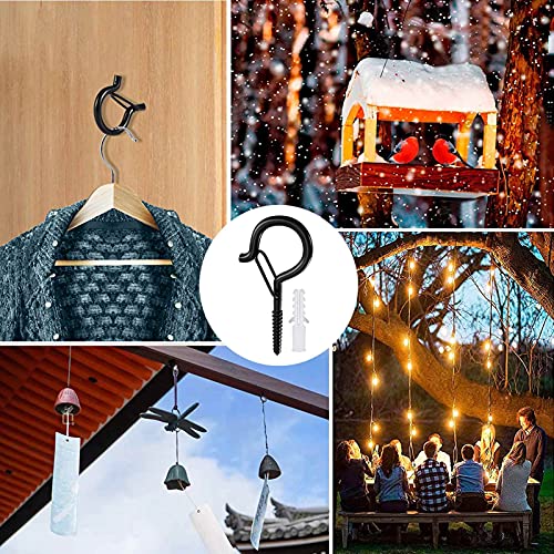 20 Pack Q-Hanger Hooks, Safety Screw Hook with Safety Buckle for Hanging Outdoor Indoor Wire Fairy Lights Christmas Party Decor, Include Wing Nut Driver