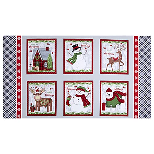 Snow Merry Blocks 24" Panel Multi, Fabric