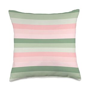 sage green and pink striped decorations sage green and pink striped modern simple pattern throw pillow, 18x18, multicolor