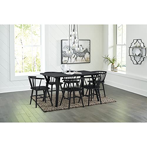 Signature Design by Ashley Otaska Mid Century Modern Rectangular Dining Room Table, Black