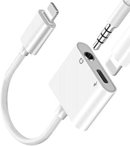 lightning to 3.5mm headphones jack adapter for iphone,apple mfi certified iphone headphones adapter dongle aux audio charger splitter compatible for iphone 14 13 12 11 xs xr x 8 7 ipad-support all ios