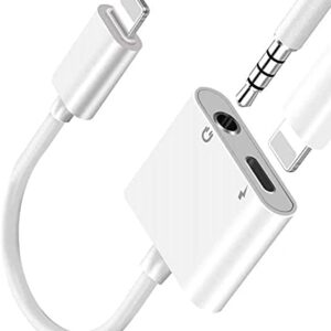 Lightning to 3.5mm Headphones Jack Adapter for iPhone,Apple MFi Certified iPhone Headphones Adapter Dongle Aux Audio Charger Splitter Compatible for iPhone 14 13 12 11 XS XR X 8 7 iPad-Support All iOS