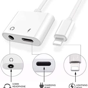 Lightning to 3.5mm Headphones Jack Adapter for iPhone,Apple MFi Certified iPhone Headphones Adapter Dongle Aux Audio Charger Splitter Compatible for iPhone 14 13 12 11 XS XR X 8 7 iPad-Support All iOS