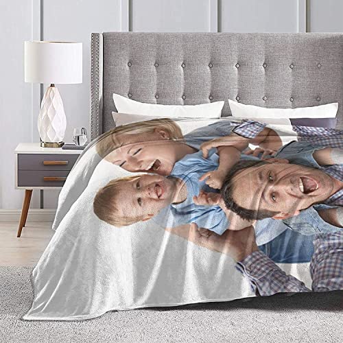 JeReVolng Custom Blanket with Photo Text Personalized Bedding Throw Blankets Customized Flannel Fleece Blankets for Family Birthday Wedding Gift Fits Couch Sofa Bedroom Living Room - 50"x40"