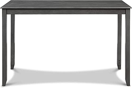 New Classic Furniture Amy Kitchen Counter Island Dining Table for 4 with Storage Shelf & USB Chargers, Contemporary Gray