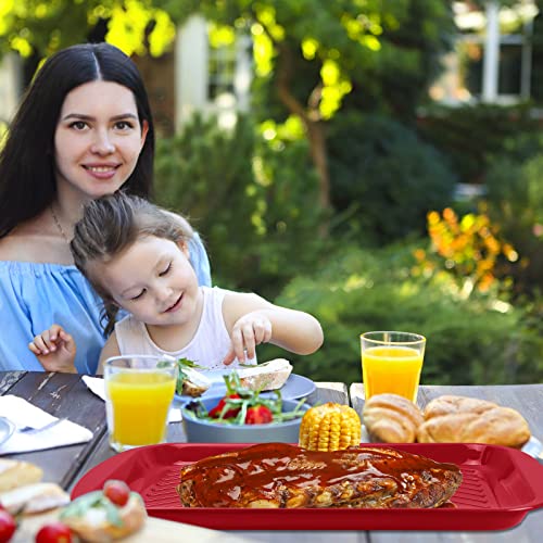 VIDOR Serving Tray with Handles,Grilling Prep Trays and Melamine Serving Platters for Parties,Eating,Outdoors and BBQ,Dishwasher Safe Food Tray,Meat Preparation Trays17 x 11"(Set of 2)