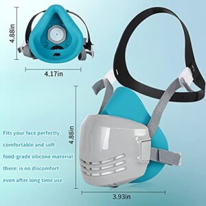 Reusable Face Cover with 8 Filters Set - Half Respirator Face Shield with Replaceable Parts for Woodworking, Painting, Gas, Dust, Machine Polishing, Organic Vapors, Car Spraying,Sanding &Cutting