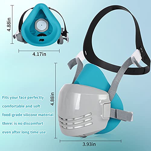 Reusable Face Cover with 8 Filters Set - Half Respirator Face Shield with Replaceable Parts for Woodworking, Painting, Gas, Dust, Machine Polishing, Organic Vapors, Car Spraying,Sanding &Cutting