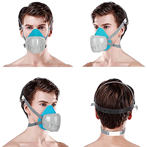 Reusable Face Cover with 8 Filters Set - Half Respirator Face Shield with Replaceable Parts for Woodworking, Painting, Gas, Dust, Machine Polishing, Organic Vapors, Car Spraying,Sanding &Cutting