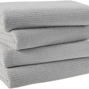 Amazon Aware 100% Organic Cotton Ribbed Bath Towels - Bath Towels, 4-Pack, Light Gray
