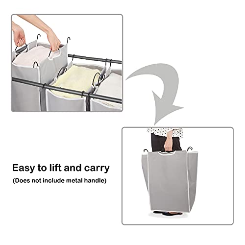 STORAGE MANIAC 2 Pack Laundry Sorter Replacement Bags, No Hangers, Laundry Hamper Cart Removable Replacement Bags, Laundry Storage Organizer Replacement Bags, Gray