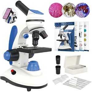 old ted 40x - 1000x microscope for adults and students. complete microscope kit including specimen slide samples, detailed user guide & phone microscope adaptor. ideal for stem projects