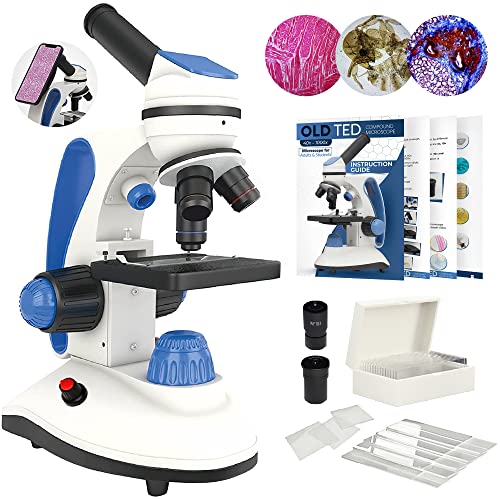 Old Ted 40x - 1000x Microscope for Adults and Students. Complete Microscope Kit Including Specimen Slide Samples, Detailed User Guide & Phone Microscope Adaptor. Ideal for STEM Projects