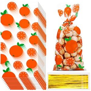 willbond 100 pieces cellophane treat bags little cutie treat bags little cutie party favor bags plastic cello bags cellophane bags with 100 pieces twist ties for little cutie baby shower decorations