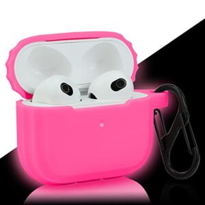 case airpods 3 replacement for apple airpods 3rd generation 2021, pink airpod 3 gen silicone protective skin sleeve accessory glow in dark for girl, women - lefxmophy