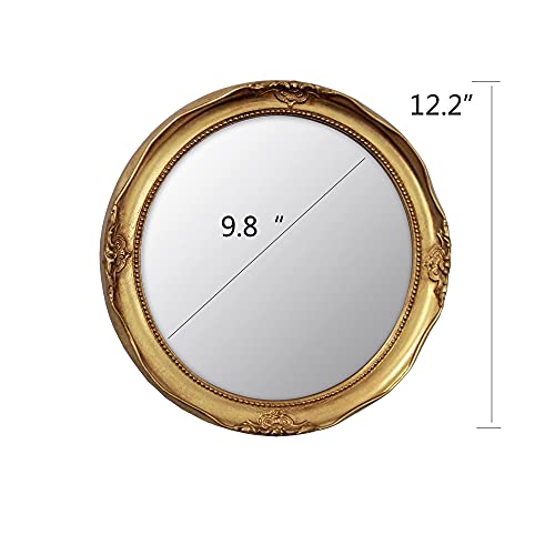 Funerom Vintage 12.2 inch Decorative Wall Mirror Hanging Mirror Round Gold