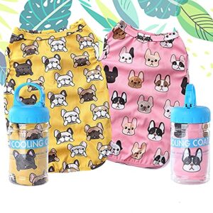 cooling dog harness for small medium dog pet ice-cooling clothes comfort fits puppy cooler vest shirt for summer (yellow, xl)