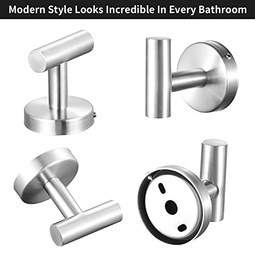 JBCLXXW 4 Packs Bathroom Wall Towel Hooks No Drill Heavy Duty Robe Hook Holder SUS304 Stainless Steel (Brushed)