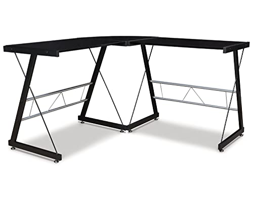 Signature Design by Ashley Mallistron Contemporary Home Office L-Shaped Computer Desk, Black