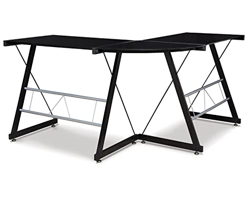 Signature Design by Ashley Mallistron Contemporary Home Office L-Shaped Computer Desk, Black