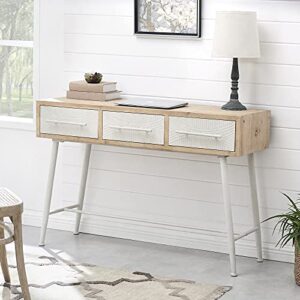 firstime & co. natural and white berkeley desk, writing desk, compact computer or laptop desk for home office, wood and metal, modern, 47.25 x 17 x 31.75 inches