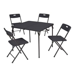 va mainstays 5 piece resin plastic card table and four chairs set, black